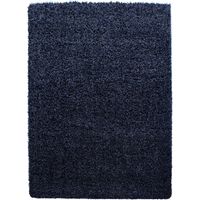 Tapis poils longs shaggy 200x290 bleu marine tissé rectangle motif uni UNI L