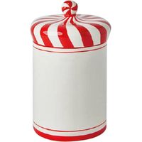 Preziosa Luxury Home Barattolo Natale in Ceramica Porta Bon Bon D 15,5 Cm H 26,2 Cm Bianco Rosso