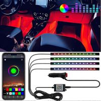 Éclairage intérieur de voiture, kit d'éclairage LED sous tableau de bord avec fonction musicale, application de contrôle mise à jour, 12 V, multicolore, 4 LED de 48 pouces.