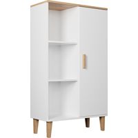 Buffet haut 1 porte 80x35x120 cm blanc et chêne - DENVER