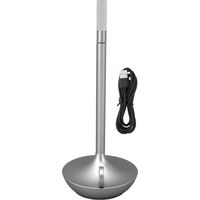 Lampe de table sans fil Aluminium Argent 25,5cm Design Bougie Rechargeable USB-C 3 Niveaux Lumière Chaude Portable Intérieur Extérieur