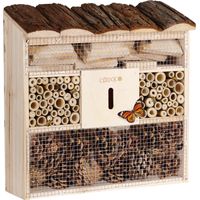 Deuba Insect Hotel 30.5x31x9.5cm Wooden Bee Natural Bug Shelter Garden Nest Box Wood House Butterflies Ladybirds Habitat