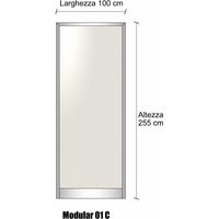 Modulo Iniziale/Finale Parete Divisoria in Alluminio e Vetro Opale - H2550xL1000 mm - Colore Bianco Puro RAL 9010 ITALFROM