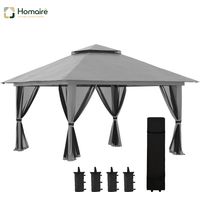 HOMAIRE Faltpavillon 4x4m Pop-Up Gartenpavillon UV-Schutz Netzwänden Doppeldach wetterfest dunkelgrau