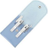 Kit de pédicure professionnel 4 pièces avec étui de transport, ensemble de manucure et pédicure en acier inoxydable avec outil de nettoyage du cérumen (Bleu A)