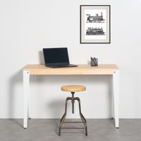 Mesa Lunds Estudio 120x60x75cm Blanca madera acabado natural estilo nórdico industrial Box Furniture