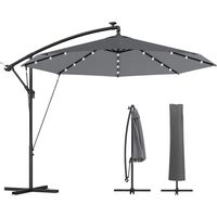Ombrellone a sbalzo 3m con luci LED solari grigio
