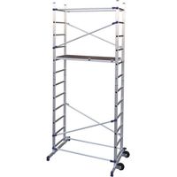 Facal – Échafaudage domestique 4.36m – Hauteur de travail max 6.36m – Plateau antidérapant alu/bois – Montage rapide sans visserie