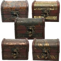Lot de 5 boîtes de rangement à bijoux rétro, petits étuis à bibelots uniques en bois, organisateur de bijoux pour la maison ou la boutique (style aléatoire)-866cm-Brown