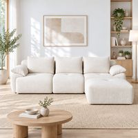 Canapé d'angle 3 places modulable en L convertible - design moderne confortable - 3 coussins de dossier et 4 coussins d'assise - 264 x 161 x 71 cm - pour salon - Beige