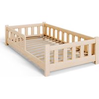 Letto per bambini PINI 160x80 basso in legno non verniciato - Naturale