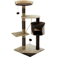 CADOCA® Arbre à Chat 112 cm tour poteaux en sisal à gratter 3 plateformes panoramiques grotte balles de jeu meuble Brun - beige