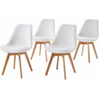 Hobag – Lot de 4 chaises scandinaves en tissu bouclette mouton – Confort moderne – Hauteur d'assise 45cm – Largeur d'assise 49cm – Blanc