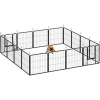 Pawhut – Parc enclos chien modulable 16 panneaux pliable – Acier époxy noir – Dimensions 224x224x60 cm – Porte verrouillable pour sécurité