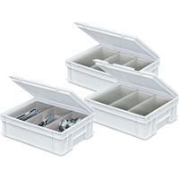 BRB 3X Besteckkasten mit 3-Mulden Besteckeinsatz, LxBxH 400x300x130 mm, weiß
