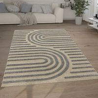 Paco Home Alfombra Salón Pelo Largo Shaggy Efecto 3D Étnica Boho Vintage Suave 160x220 cm, Gris 4