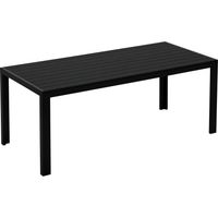 Table de Jardin en Plastique 190 x 84,5 x 72 cm Noir, Résistant aux Intempéries, Design Bois, Table d'Extérieur pour Terrasse, Balcon, Camping