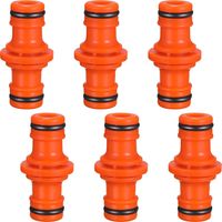 Pack of 6 pipe connectors with double external thread for connecting garden hoses (orange)