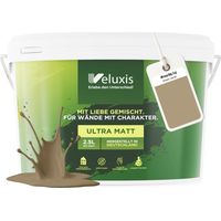 Wandfarbe Beige Grün Gold Matt Innenfarbe – Deckkraft Klasse 1, VOC-frei, Ohne Grundierung, Tropfarm – Wohnzimmer & Schlafzimmer – 2,5L – Veluxis (Green Lentil)