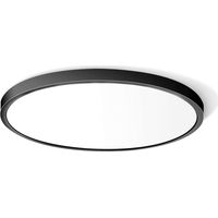 12 Inch 24W Flush Mount LED Ceiling Light Fixture, 5000K Daylight White, 3200LM, Flat Round Ceiling Light Fixture, 240W Equivalent Black Ceiling Lamp for Closets, Kitchens, Stairwells, Bedrooms.etc.