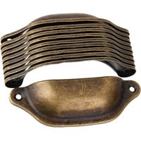 Litzee – Set mit 10 Türknöpfen aus antikem Messing, 98 x 34 mm – Einfacher Austausch für Schubladen und Schränke – Elegantes Retro-Design