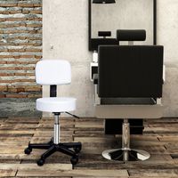 Arbeitshocker Rollhocker Drehhocker höhenverstellbar mit Lehne für Büro, Weiß Φ35 x H72-84 cm