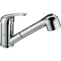 Roberto Crolla 7070CR Tecnomix Miscelatore monocomando per lavello cucina con doccetta estraibile a 2 getti in ABS beccuccio girevole leva sanitaria colore Cromo