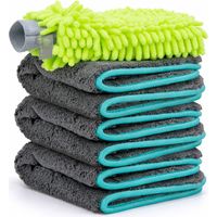 Kit chiffon microfibre pour voiture 1200 GSM 3x chiffon 40x40cm + gant de lavage