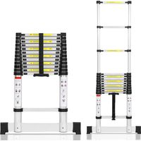 Jiubiaz Échelle télescopique escabeau Pro 5m avec stabilisateur, 150kg, antidérapante