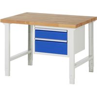 Rau Werkbank höhenverstellbar 7123A1, B1250xT900xH790-1140mm, 2x Schublade-TA
