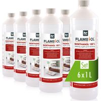 6x 1 L FLAMBIOL® Bioethanol Hochrein 100 % in Flaschen für Edelstahl-Tisch-Kamine