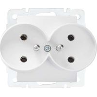 Kanlux – Prise double Logi 2x2P+Z à vis 16A 250V blanche – Montage encastré – Thermoplastique – IP20 – Pour espaces confinés