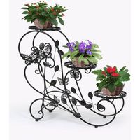 HLC 3 pots - Support à fleurs en métal - Jardinière en escalier - Noir