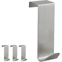 12 x Türhaken Edelstahl, zum Einhängen, rostbeständig, S-Haken, Türkleiderhaken, für 2 cm Türfalz, Türaufhänger, silber