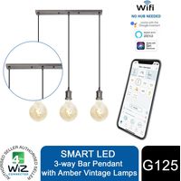 4lite WiZ Connected 3-Way Bar Pendant A+ Energy Class G125 Smart LED Bulbs,White