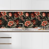 Crédence adhésive cuisine - Fleurs tropicales - 50x50 cm - Adhésif MAT