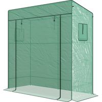 Invernadero exterior con ventanas de malla y puerta con cremallera 196x77x197 cm verde