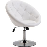 Fauteuil HOMCOM pour salon, fauteuil de détente avec piètement en acier, fauteuil de lecture, revêtement en similicuir blanc, fauteuil rembourré pour chambre à coucher