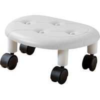 Low Roller Seating PU Surface Plastic Structure Movable Universal Wheels Stool for Living Room Baby Room White