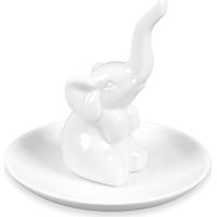 porte-bagues éléphant, plateau à bijoux 3D en céramique, plateau à bijoux pour bagues éléphant, porte-bagues cadeau (blanc)