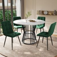 Mesa redonda comedor con 4 sillas y mármol OKMYHOME