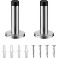 Robuster Türstopper für Sockelleisten - 2er-Set Türstopper - Wand-Türstopper aus Edelstahl mit Gummispitze - Türpuffer