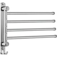 Porte-Serviettes avec 4 Barres 180°Rotatives en Acier Inoxydable SUS304 Porte Serviette Murale Sèche-Serviettes pour Salle de Bain Cuisine Lavabo- Argent
