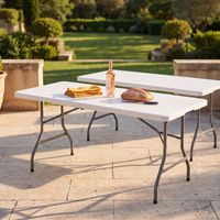 Table Pliante, Lot de 2 Table de Jardin 2 x 8 personnes, Table de Fête Portable Pour Jardin/terrasse/balcon/camping