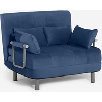 Fauteuil lit pliant gain de place en velours Deborah Twin Lux - Bleu