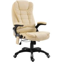 Fauteuil de bureau massant, similicuir crème