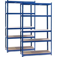 Wiltec Set 2 estanterías de carga pesada azul 100x60x200cm sistema de encaje 5 baldas 200kg/nivel