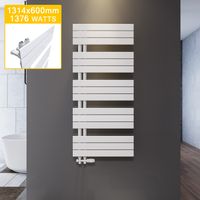 ELEGANT Handtuchheizkörper Paneelheizkorper Handtuchtrockner heizung bad Weiß Badheizkörper Flach design 1314x600mm mit Weiß Thermostat