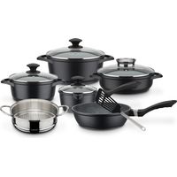 GSW - 414562 - Batteria - Alluminio Forgiato Massiccio GOURMET GRANIT - 10 pezzi - Induzione - Rivestimento VITAFLON GRANIT