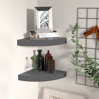 Lot de 2 Étagère d'angle flottante Étagère de Rangement - Meuble de rangement Gris brillant 25x25x3,8cm MDF BV349847 - BonneVie